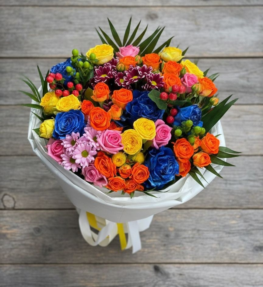 Букет цветов из: Розы и Хризантемы в Старотимашкино