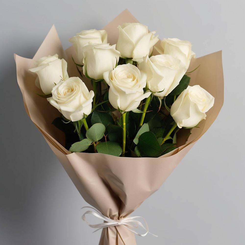 Букет 9 Белых роз Эдлесс Лав в Старотимашкино