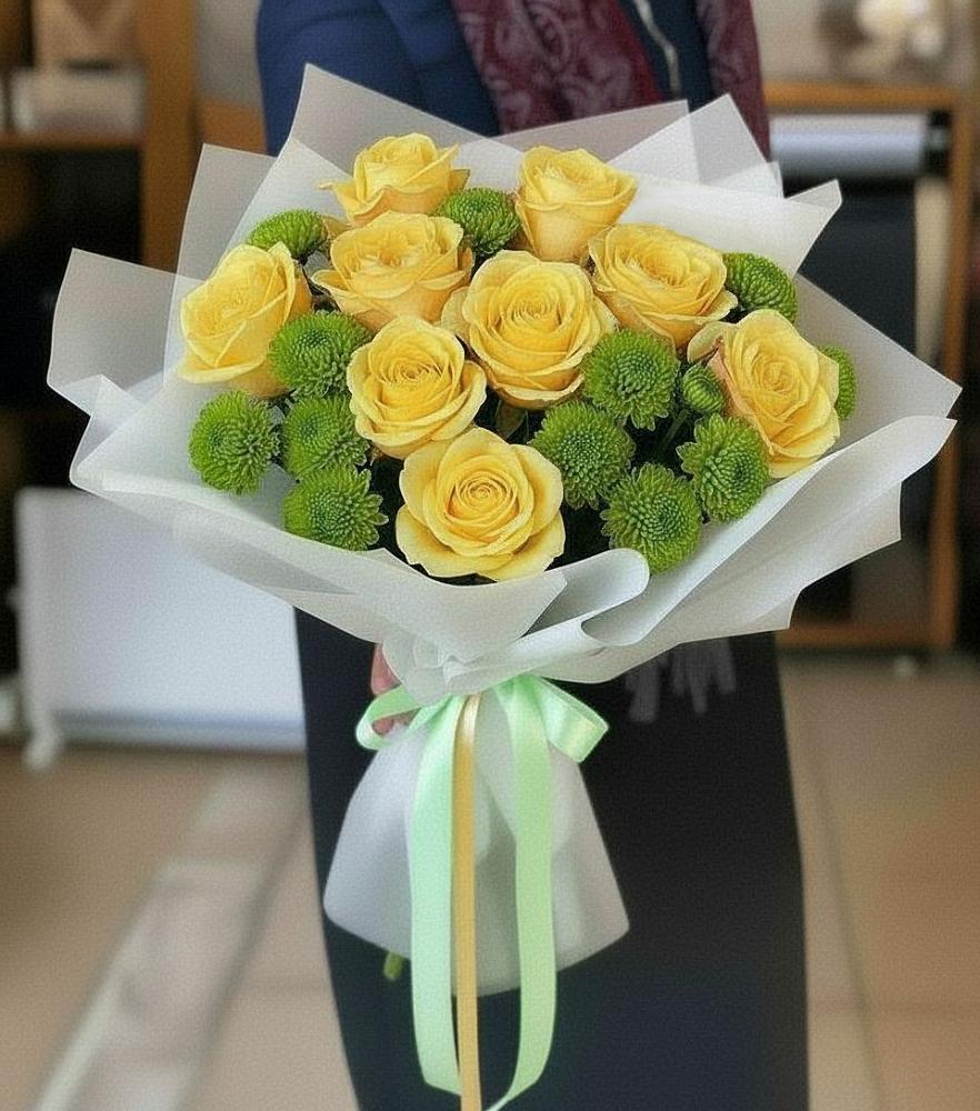 Букет цветов из: Хризантемы и Розы в Старотимашкино