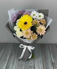 Букет цветов из:  Розы, Герберы и Хризантемы в Старотимашкино
