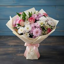 Букет цветов из:  Хризантемы, Альстромерии и Розы в Старотимашкино