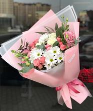Букет цветов из:  Розы, Лизиантусы и Хризантемы в Старотимашкино