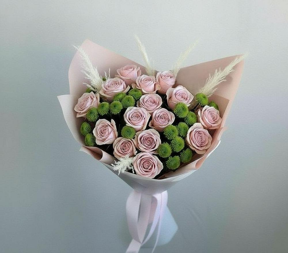 Букет цветов из: Розы и Хризантемы в Старотимашкино