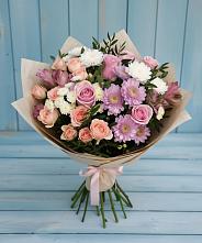 Букет цветов из:  Хризантемы, Розы и Альстромерии #REPLACE_PRED# Старотимашкино