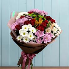 Букет цветов из:  Розы, Хризантемы и Альстромерии в Старотимашкино