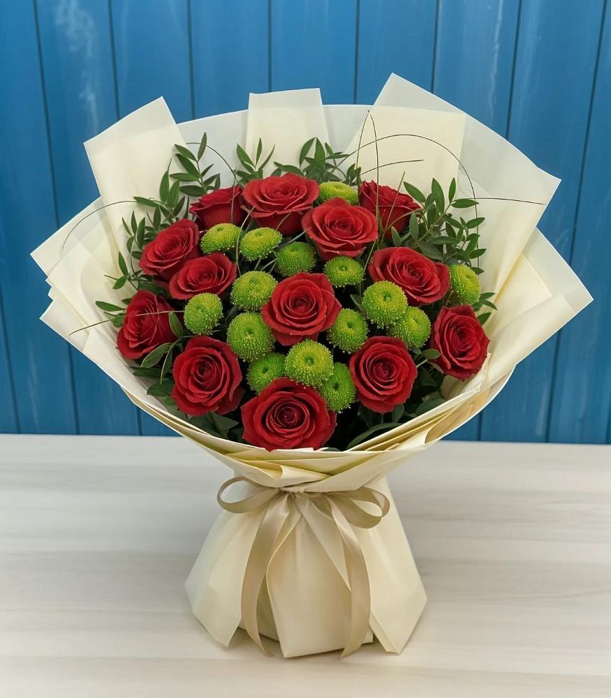 Букет цветов из: Розы и Хризантемы в Старотимашкино