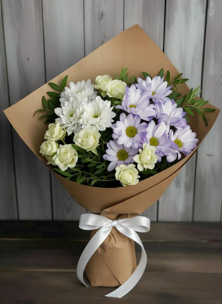 Букет цветов из: Хризантемы и Розы в Старотимашкино